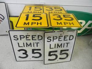 lot 37 image: VINTAGE SPEED LIMIT SIGNS - SEE PICTURES