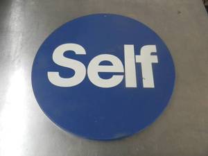 lot 49 image: VINTAGE METAL MOBILE GAS SELF SERVE GAS SIGN - SEE PICTURES