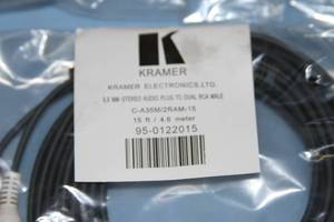 lot 46 image: Lot of Seven (7) Kramer Professional 3.5mm to 2 RCA (Stereo) Breakout Cables - New
