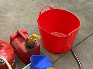 lot 45 image: Lot Of Fuel Cans, Funnels, Etc