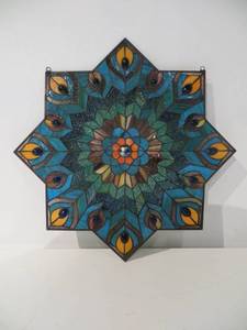 lot 3 image: GORGEOUS Star-Shaped Stained Glass Panel
