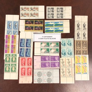 (17) Different 5 Cent Plate Blocks