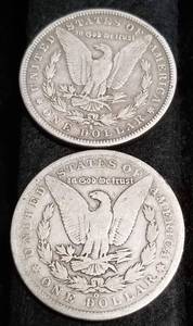 2 MORGAN SILVER DOLLARS 1886-S 1887-O