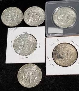GROUP OF 6 KENNEDY 40% SILVER HALF DOLLARS