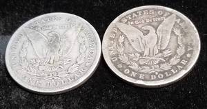 2 MORGAN SILVER DOLLARS 1880-O 1881-S