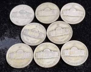 GROUP OF 8 US WWII WARTIME SILVER NICKELS