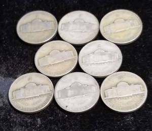 GROUP OF 8 US WWII WARTIME SILVER NICKELS