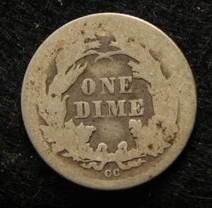 1876-CC CARSON CITY SEATED LIBERTY DIME