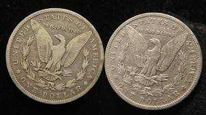 2 MORGAN SILVER DOLLARS 1899-S 1900-O