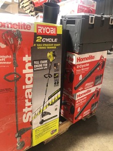 Wide Pallet of assorted Blowers and Outdoor Tools some need repair and or missing parts, some slightly or never used