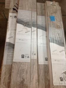 lot 1 image: Pallet with 26 cases Saratoga Hickory Ash 7 mm Thick x 7-23 in. Wide x 50-58 in. Length Laminate Flooring (24.17 sq. ft.  case) not used