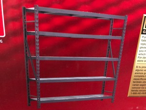 lot 12 image: Husky 90 in. W x 90 in. H x 24 in. D 5-Shelf Welded Steel Garage Storage Shelving Unit with Wire Deck in Black not used