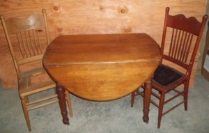 lot 3 image: Table and Two Chairs