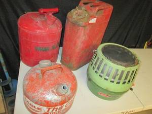 lot 11 image: Jerry Can USMC, Safety Can, Eagle Metal Gas Can, Coleman Catalytic Heater 5000-8000 BTU Works