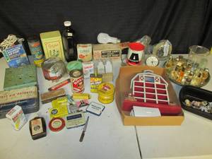 lot 35 image: Vintage tins, perfume, dcor, more...