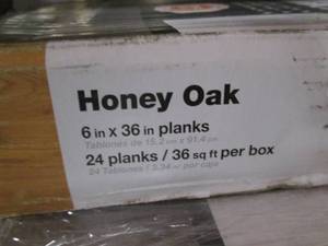 lot 55 image: 7 Cases of Traffic Master Self Stick Vinyl Flooring (Honey Oak) 36 Sq. Ft.Ea (5B
