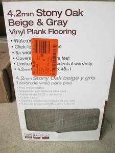 lot 260 image: 6 Cases of Home Decorators 4.2MM Vinyl Plank Flooring (Stoney Oak Beige & Grey 18.22 Sq. FtEa.) 7B