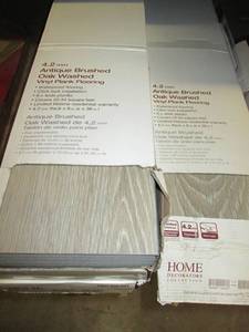 lot 67 image: 3 Cases of Home Decorators 4.2MM Vinyl Plank Flooring (Antique Brushed Oak Washed) 20.34 Sq. Ft. Ea. 1B