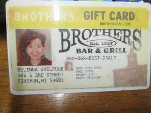 lot 83 image: Brothers Bar & Grill in Minneapolis Gift Card  (#25.00 Value)