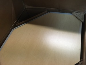 lot 111 image: Hampton Bay Elgin Assembled 24x30x12.25 in. Diagonal Wall Kitchen Cabinet in Heron Gray not used