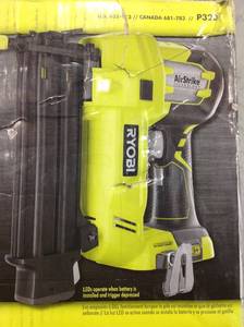 lot 19 image: Ryobi 18-Volt ONE Cordless AirStrike 18-Gauge Brad Nailer (Tool Only) USED in working condition