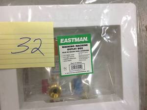 lot 32 image: Eastman 12 in. Sweat Dual Outlet Washing Machine Outlet Box with Hammer Arresters in like new condition