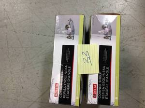 lot 33 image: Lot of 2 New 8 in. W Glass Corner Shelf in Brushed Nickel