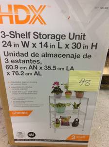 lot 48 image: HDX 5 Shelf Steel Storage Unit in Chrome, Grey in good condition