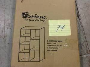 lot 74 image: White 7-Cube Reversible Open Shelf by Furinno not used