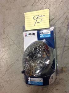 lot 95 image: MOEN HydroEnergetix 8-Spray 5 in. Single Wall Mount Fixed Adjustable Shower Head in good condition