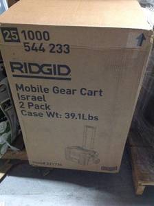 lot 116 image: Box of 2 RIDGID 22 in. Pro Gear Cart Tool Box in Black new