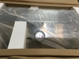 lot 108 image: Kitchen Aid 4-Burner Built in Propane Gas Island Grill Head in Stainless Steel with Searing Main Burner and Rotisserie Burner not used