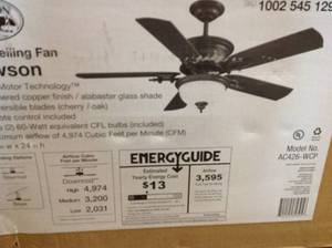 lot 2 image: Hampton Bay Dawson 54 in. Indoor Weathered Copper Ceiling Fan not used