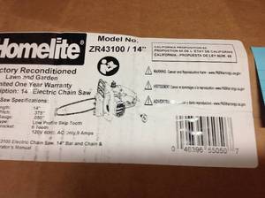 lot 24 image: Homelite Reconditioned 14 in. 9 Amp Electric Chainsaw good condition