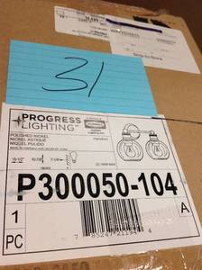 lot 31 image: Progress Lighting P300050-104 2-100W MED Bath Bracket, Polished Nickel not used