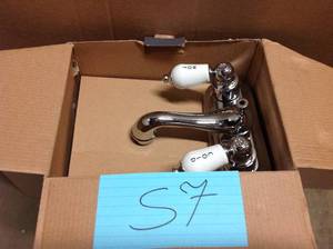 lot 57 image: Glacier Bay Teapot 4 in. Centerset 2-Handle Low-Arc Bathroom Faucet in Chrome  in good condition