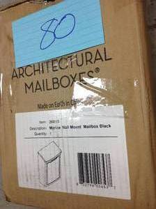 lot 80 image: Architectural Mailboxes Marina Black Wall Mount Mailbox  in good condition