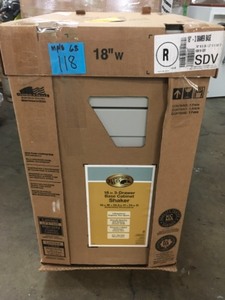lot 118 image: Hampton Bay Shaker Assembled 18x34.5x24 in. Drawer Base Kitchen Cabinet with Ball-Bearing Drawer Glides in Dove Gray not used