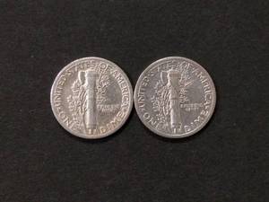 1935 & 37 Mercury Head Silver Dimes...