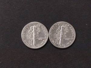 1942 & 43 Mercury Head Silver Dimes...