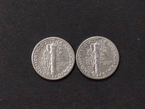 1944 & 45 D Mercury Head Silver Dim...