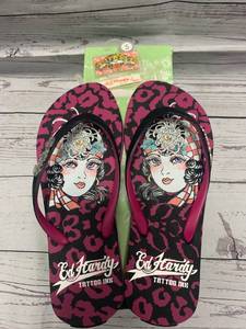 lot 22 image: Ed Hardy Size 5 Jungle Sandals $80 retail
