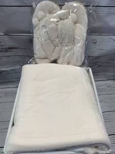 lot 95 image: Fuzzy Booties & Blanket in White $29 retail