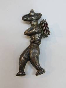 Man Wearing Sombrero Brooch