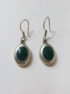 Sterling Silver Earrings with Green Stones