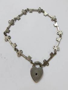 Sterling Silver Heart-Shaped Lock & Key Bracelet