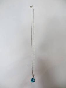 Sterling Silver Chain with Blue Flower Pendant