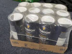 lot 8 image: case of 12 Morton Coarse Kosher sal...