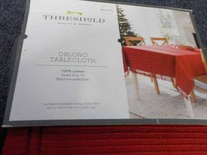 lot 183 image: Threshold 60x104 oblong red tablec...