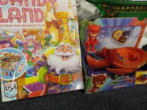 lot 207 image: Candyland and PJ Masks Owl Glider...